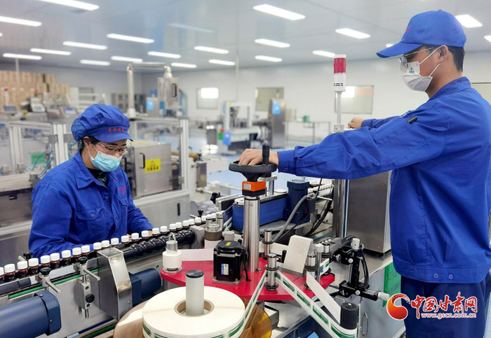 春节期间，员工全力以赴生产宣肺止嗽合剂。甘肃药业集团供图