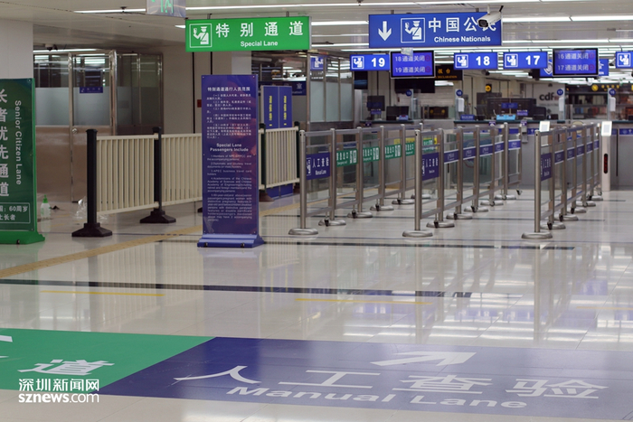 罗湖口岸一切准备就绪，静候2月6日通关。（张玲 摄）