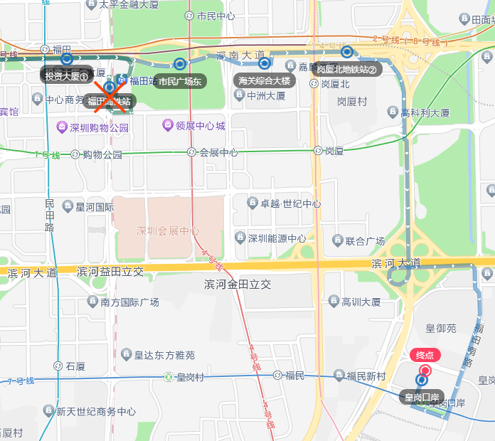 326线调整路段示意图（往皇岗口岸方向）