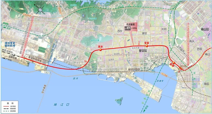 穗莞深城际机前段线路示意图
