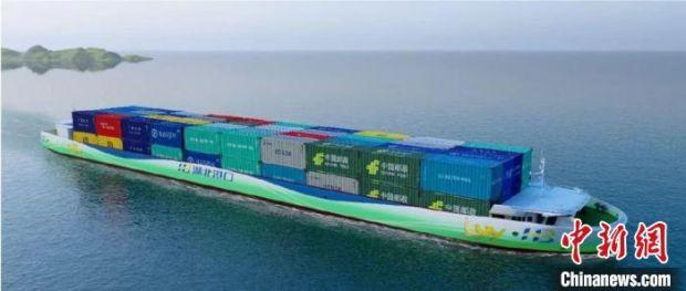 汉江120TEU纯电动集散两用船（效果图）　枝江市委宣传部 供图