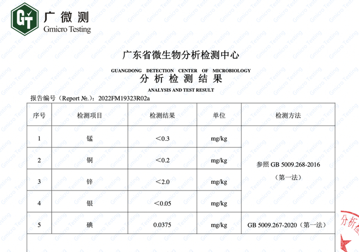 图片来源：检测报告截图