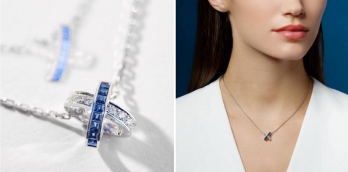 CHAUMET Liens缘系·一生系列 欢·缘蓝宝石白金镶钻项链