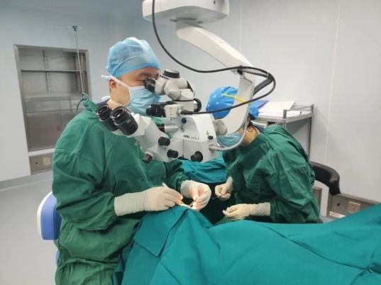 　　图：胡盼主任斜视手术中