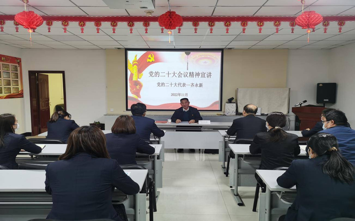 　　党的二十大代表宁夏隆德县凤岭乡李士村党支部书记齐永新在人保财险宁夏隆德党支部为全体员工作专题辅导