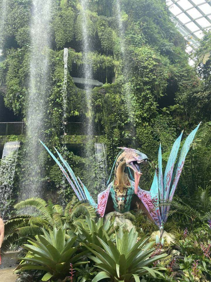 图为滨海湾花园人工瀑布 记者 黄高原 摄