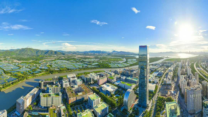 图为俯瞰河套深港科技创新合作区所在的一河两岸。