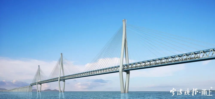 正在建设中的通苏嘉甬高铁杭州湾跨海大桥（效果图）。