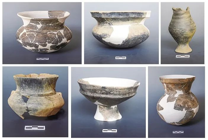 ▲古城村遗址出土的两周时期陶器。