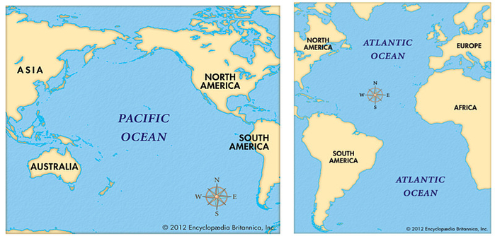 图14：欧洲和中国与美洲之间的距离