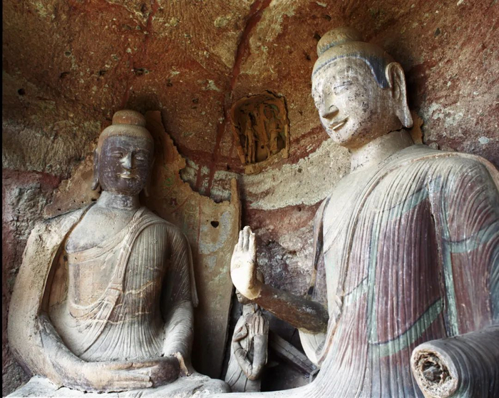 ▲78窟内景，北魏早期。