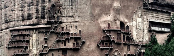 ▲麦积山石窟一隅。（图片来源：麦积山石窟官网）