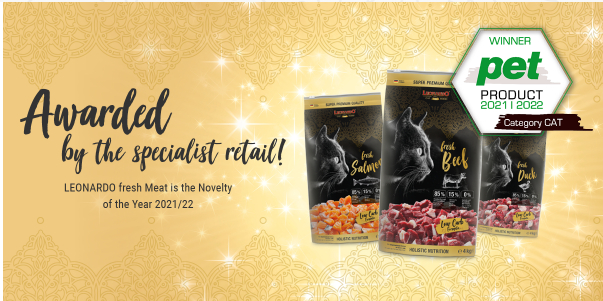 　　“LEONARDO freshMeat里奥纳多鲜肉猫粮”系列荣获2021/2022年度新品奖