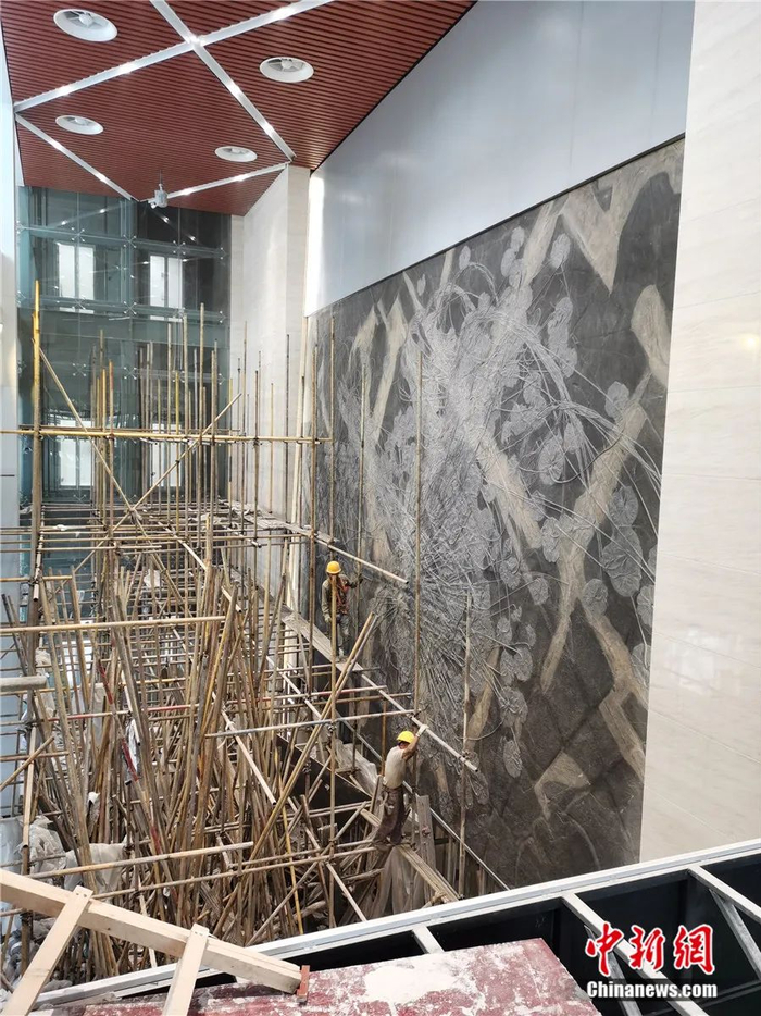 修复中的海百合化石。受访者供图