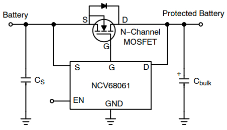 图 6. NCV68061 理想二极管应用