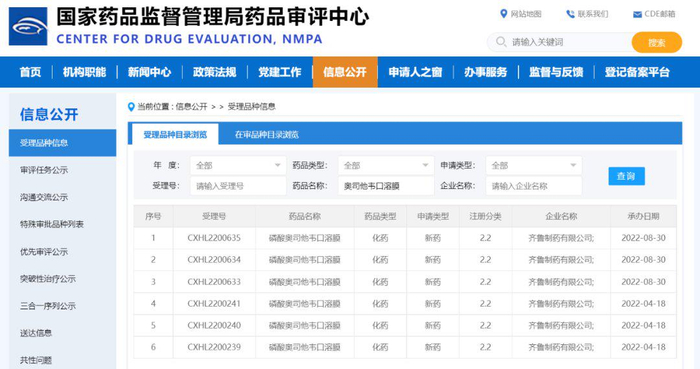截图来源：CDE官网