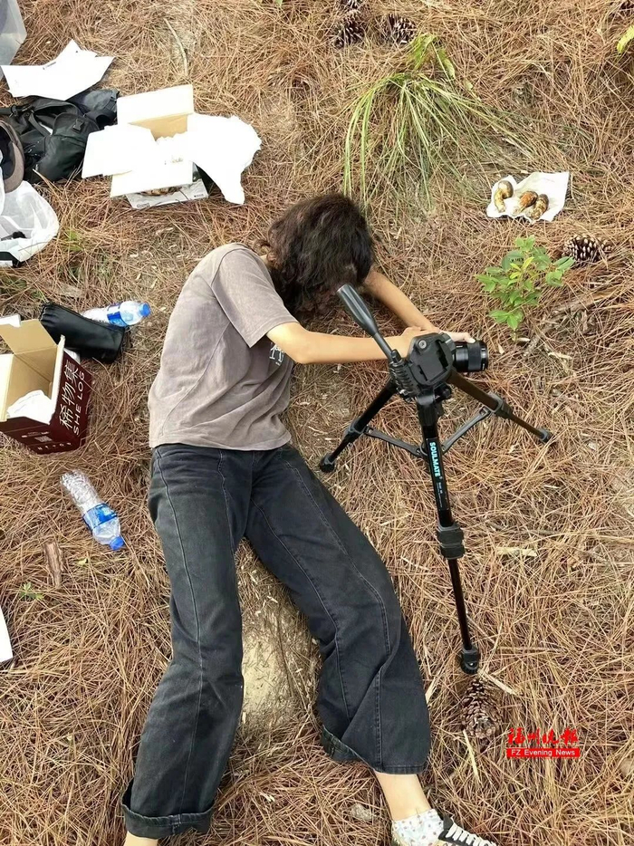 奇奇在野外拍摄。