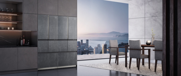   △ 卡萨帝原创平嵌冰箱·设计师系列550-意大利LAMINAM原岩·米兰灰面板