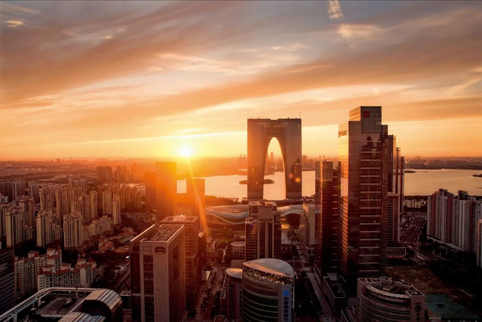 俯瞰苏州工业园区。摄影/薛巍