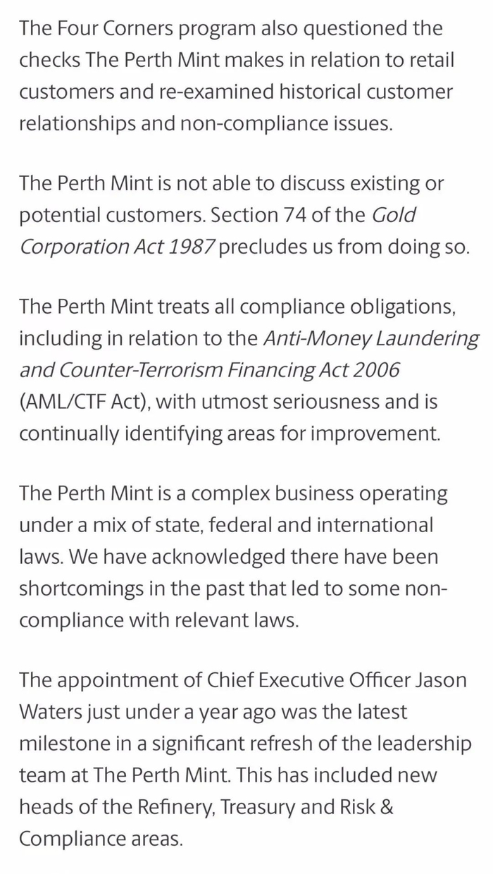 ▲放澳大利亚珀斯铸币厂声明截图