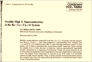 （柏诺兹、穆勒1986年6月发表的第一篇论文）