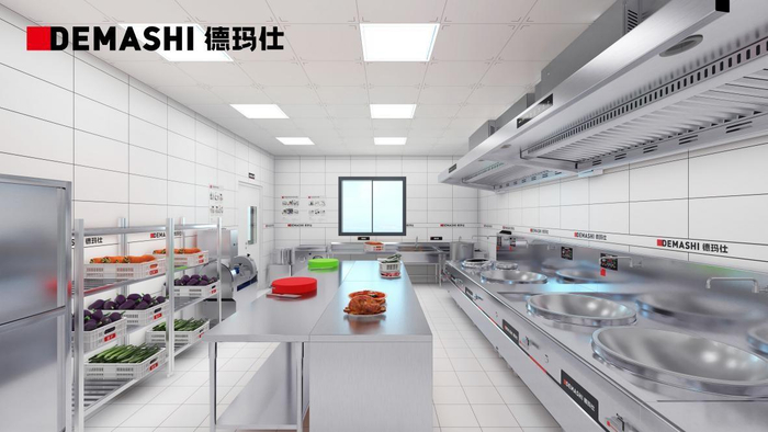 　　图：德玛仕内蒙古阿拉善盟某企业厨房项目3D立体效果图