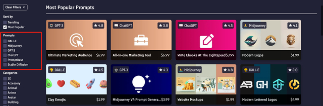 图|PromptBase官网上最受欢迎的提示