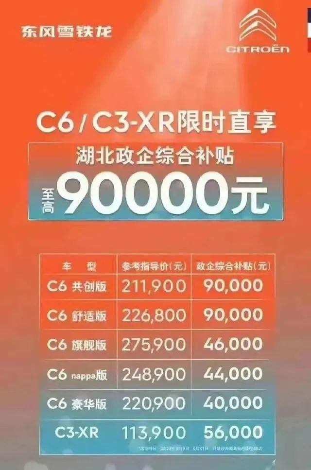 ↑东风雪铁龙降价最高9万元