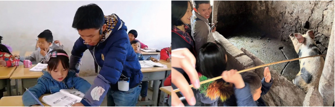 　　侯长亮支教生活以及“公益小猪”