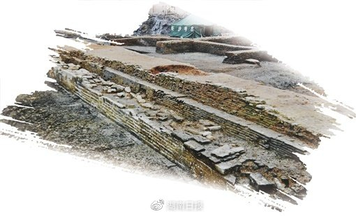 长沙开福万达广场工地南宋城墙遗址。