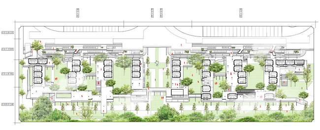 　　→ 如自然书卷般的交流与学习环境，通过体块错动与围合创造宜人的书院 ©AG汇创
