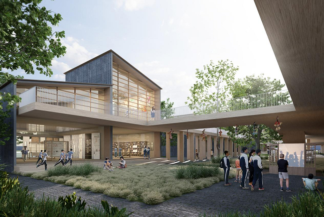 　　→ 延续岭南“立体书院”建筑形态，廊桥联通创造“有机边界，无界学堂”的学习环境 ©AG汇创