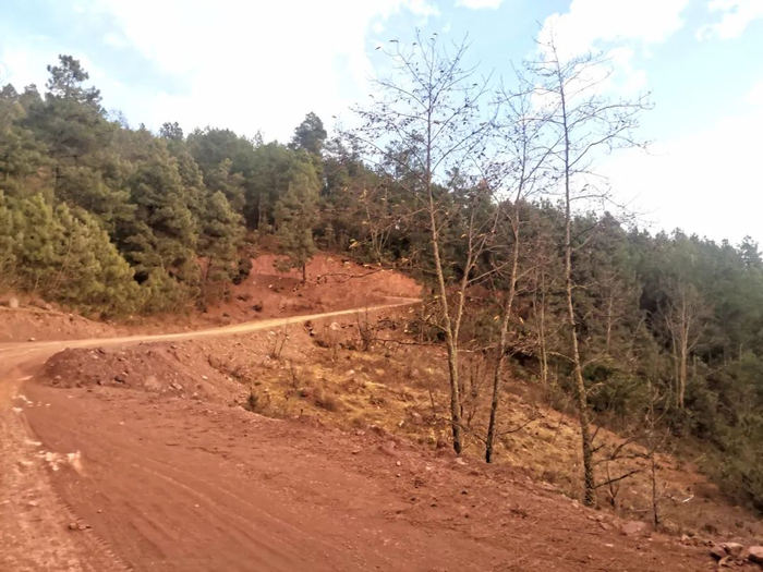 海拔近三千米的山上也有村寨分布，但水泥路只延伸到半山腰（记者 摄）