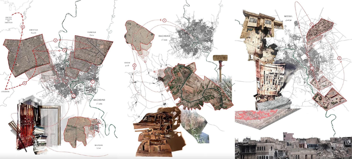 ↑《破裂的家庭生活：描绘伊拉克的避难空间》部分作品