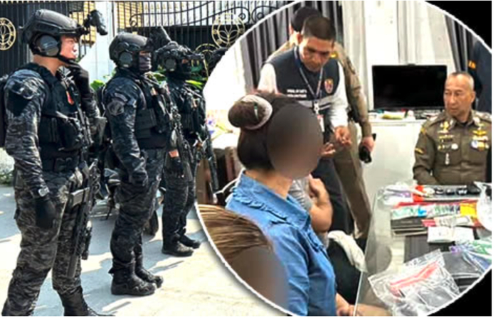 ↑泰国警方22日宣布破获一起跨国电信诈骗案