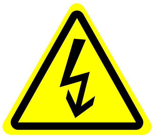 　　黄色标志大多表示警示，如果遇到，则需当心触电