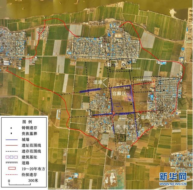 图为河南偃师二里头都城遗址中心区多网格式布局示意图 （新华社发二里头考古工作队供图）