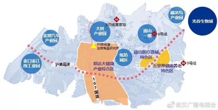 光谷南大健康产业园区位图