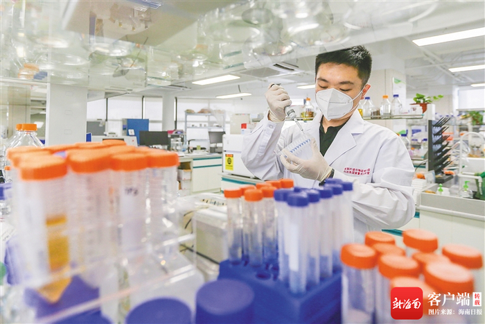 在崖州湾种子实验室，科研人员李文辉在做实验。海南日报记者 王程龙 摄