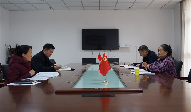 郭建华代表（右一）了解木版年画保护情况。