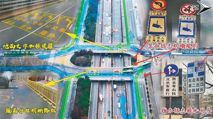 南二环雁塔立交通行规则综合改造示意图 西安公安交警供图