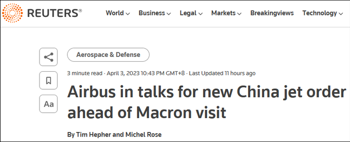 路透社报道截图