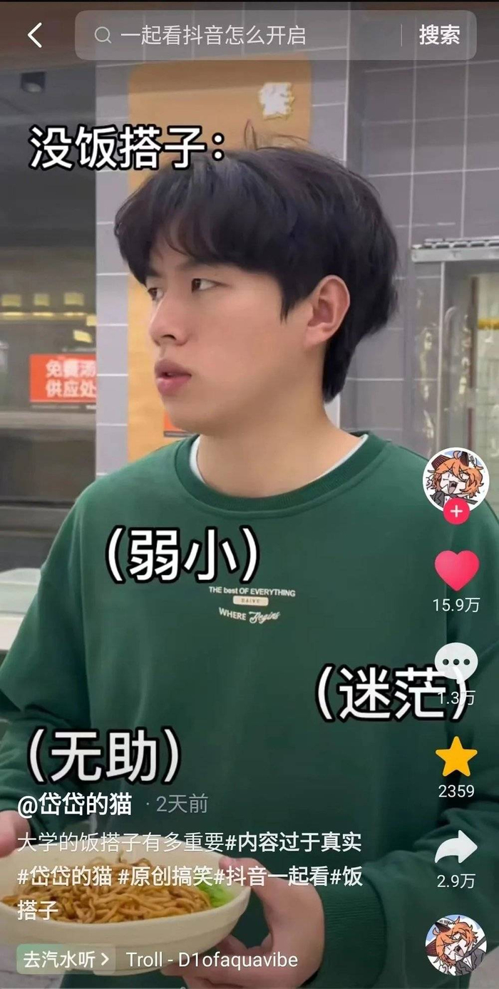 网友生动演绎没有饭搭子的生活。图/@岱岱的猫