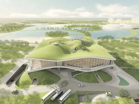 正在建设中的言子书院、落英缤纷、在水一方