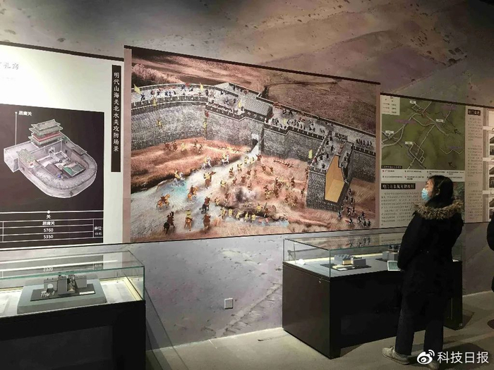 山海关北水关及其暗门的场景复原手绘图