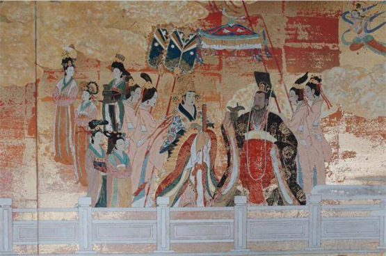 　　岩彩画《玉帛之路——穆天子西巡》