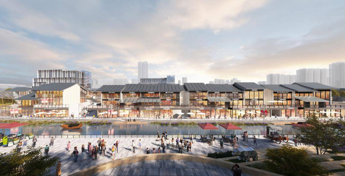 从秦淮国际文化交流中心看向北岸（效果图）。