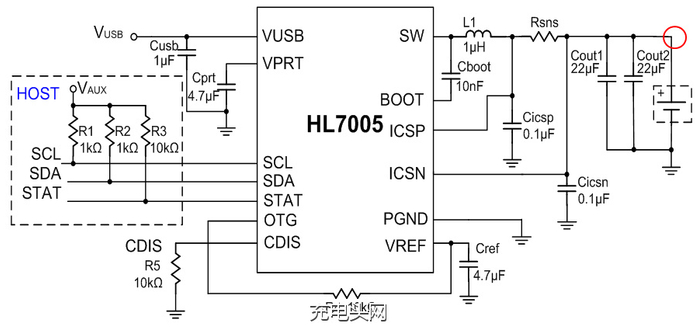 图3 不带电源路径管理功能的快充芯片工作示意图