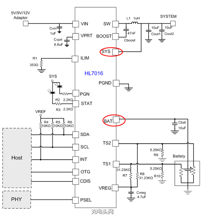 图4 带电源路径管理功能的快充芯片工作示意图