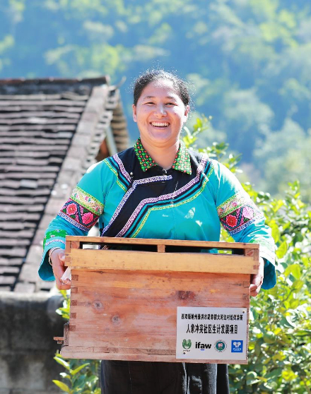 云南“消碳庄园”村民收获蜂蜜